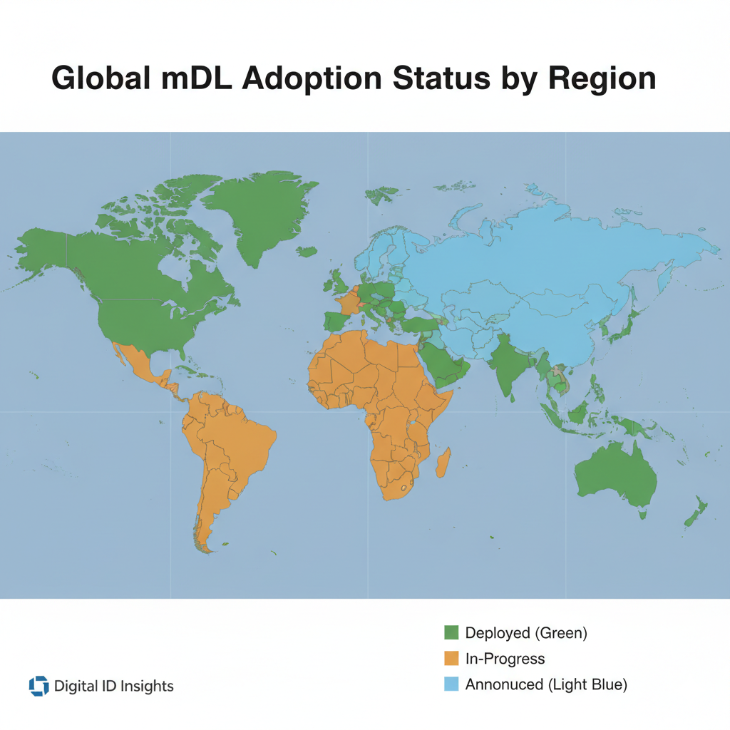 World map — global mDL adoption status by region
